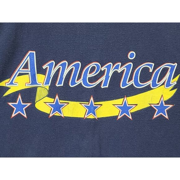 Vintage Single Stitch America T-shirt Mens Xl Fruit Of The Loom Tag Blue‎ - Picture 2 of 12
